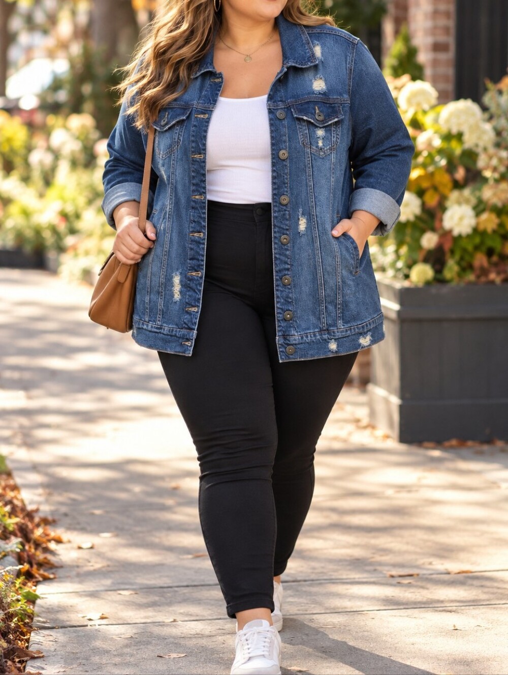 Torrid Plus Size Distressed Blue Denim Trucker Jacket Longline Cotton Casual